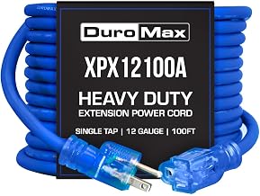 DuroMax XPX12100A Heavy Duty SJEOOW 100-Foot 12 Gauge Blue Single Tap Lighted Extension Power Cord