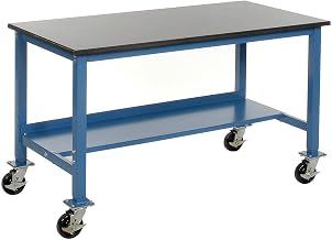 Global Industrial Mobile Lab Workbench, Steel Frame with Phenolic Resin | Safety Edge Top, 4000 Lbs Capacity, 72"W x 36"D x 36"H, Blue, Assembly Required