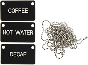 Hubert Black Plastic White Engraved Hanging Airpot Labels 2 3/8"L x 1 3/4"H