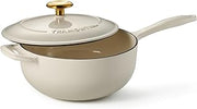 Tramontina Bestow Enameled Cast Iron 3-Qt Saucier Pan with Lid, Latte