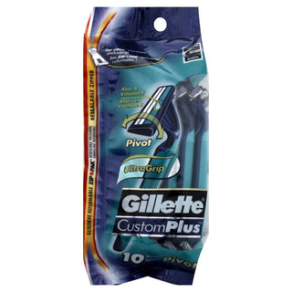 CustomPlus Pivot Disposable Razors - 10 ct by Gillette – 10 Count (Pack of 1), Chromium, Green, Model PG-621