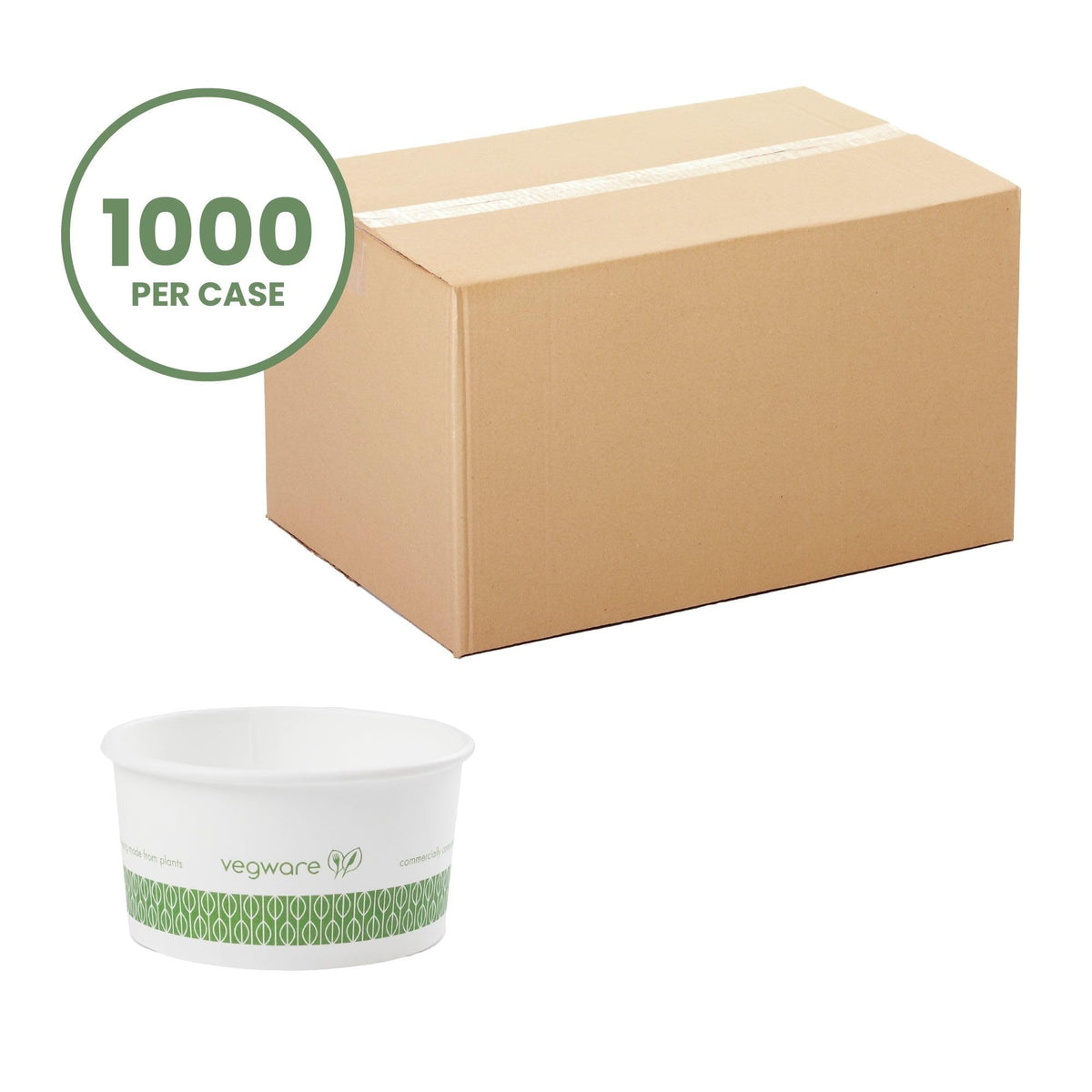 Compostable 6oz PLA Lined Paper Food Bowls by Vegware – 6oz, 6.0 ounces, Paper, White, Pack of 1000