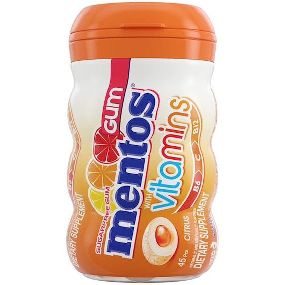 Gum with Vitamins by MENTOS – 45 Count (Pack of 36), Pack of 36