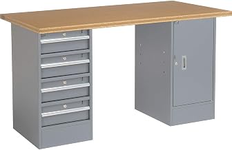 Global Industrial 72" W x 30" D Workbench, 1-1/2" Square Edge Shop Top, 4 Drawer/Cabinet