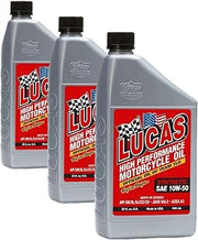 Lucas Oil 10716 High Performance Synthetic Motorcycle Oil SAE 10W-50-1 Quart (Pack of 3)