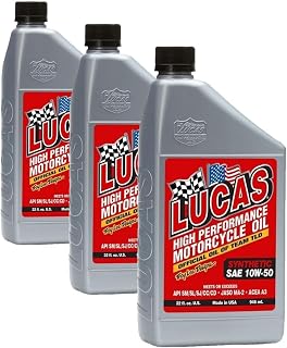 Lucas Oil 10716 High Performance Synthetic Motorcycle Oil SAE 10W-50-1 Quart (Pack of 3)