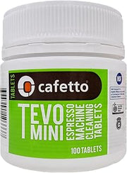 Cafetto Tevo Tablets Mini 1.5g 100 Tablets for manual and semi automatic espresso machines. Compatible with Breville, Sage, Gaggia, Rancilio, Rocket, ECM, Profitec, Lelit.