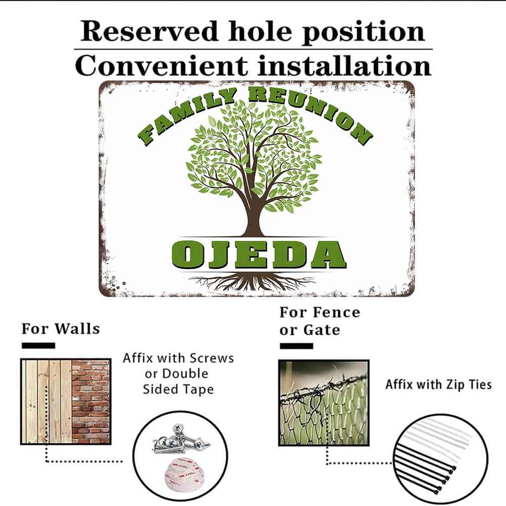 Ojeda Family Reunion Family Tree Aluminum Metal Sign by BGUXIG – Small, Aluminum, LLGQQ-M182220, Model LLGQQ-M182220