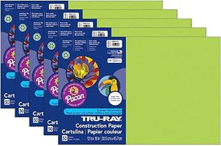 Tru-Ray Construction Paper, Brilliant Lime, 12" x 18", 50 Sheets Per Pack, 5 Packs