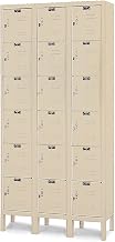 U3258-6PT Premium Locker, 36" Width x 15" Depth x 78" Height, 6-Tier, 3-Wide, Knock-Down, 729 Parchment