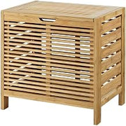 FurniFact Solid Bamboo Hamper with Hinged Lid, Spacious Laundry Basket with Safety Hinge for Bedroom, Bathroom, or Closet, Brown