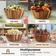 Woodenhouse Wooden Salad Bowl Set, 12 10 8 Inch Round Nesting Bowls, 3 Piece