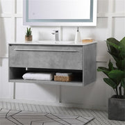 40 Inch Single Bathroom Floating Vanity in Concrete Grey by Elegant Decor – 42" - Single, Engineered Wood, Grey, Model VF43040CG