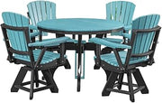 American Furniture Classics Model DR130ARB-K Five Piece Round Dining Height Dining Set in Aruba Blue with a Black Base, Made in the USA
