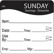 DissolveMark 2 in by 2 in Sunday Use By Label by Daymark – Multicolor, Model 1100537