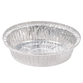 8" Round Aluminum Foil Take-Out Pan 50 Pack -Disposable Tin Containers (No Lids) Air Fryer by PACTIV – 8.0 inches, Aluminum, Silver, Model Y55830