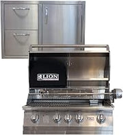 32" Natural Gas Grill - - with Made in USA 32" Door/Drawer Combination Package Deal by Lion Premium Grills – Stainless Steel, Silver, Model L75000