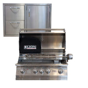 32" Natural Gas Grill - - with Made in USA 32" Door/Drawer Combination Package Deal by Lion Premium Grills – Stainless Steel, Silver, Model L75000