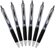 Uni-Ball Signo 207 Retractable Gel Pen, 0.5mm Micro Point, Black, Pack of 6