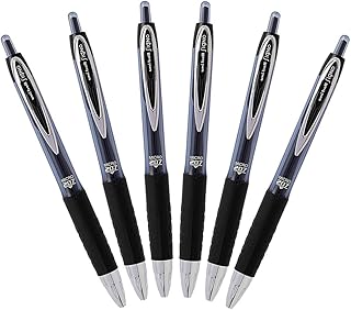 Uni-Ball Signo 207 Retractable Gel Pen, 0.5mm Micro Point, Black, Pack of 6