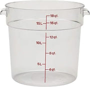 Cambro Food Storage Container (6 Pack) - Round Series - 18 QT (Quart) - Commercial Grade for Food Prep (Clear)