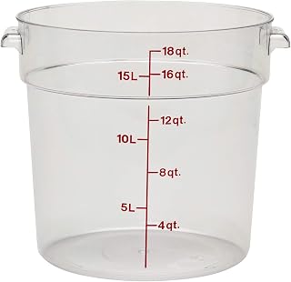 Cambro Food Storage Container (6 Pack) - Round Series - 18 QT (Quart) - Commercial Grade for Food Prep (Clear)