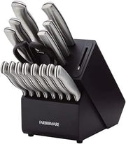 Farberware EdgeKeeper 16-Piece Knife Block Set, Stamped Stainless Steel Kitchen Knife Set with Self-Sharpening Block, Ergonomic Handles, Hand Wash Recommended
