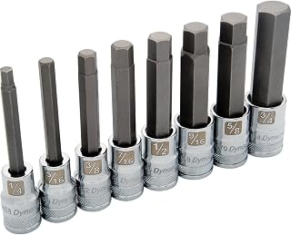 Dynamic 1/2" Drive 8 Piece Long SAE, Hex Socket Set, 1/4" - 3/4"