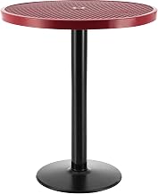 Global Industrial 36" Round Outdoor Bar Height Table with Pedestal Base, 42" H, Red
