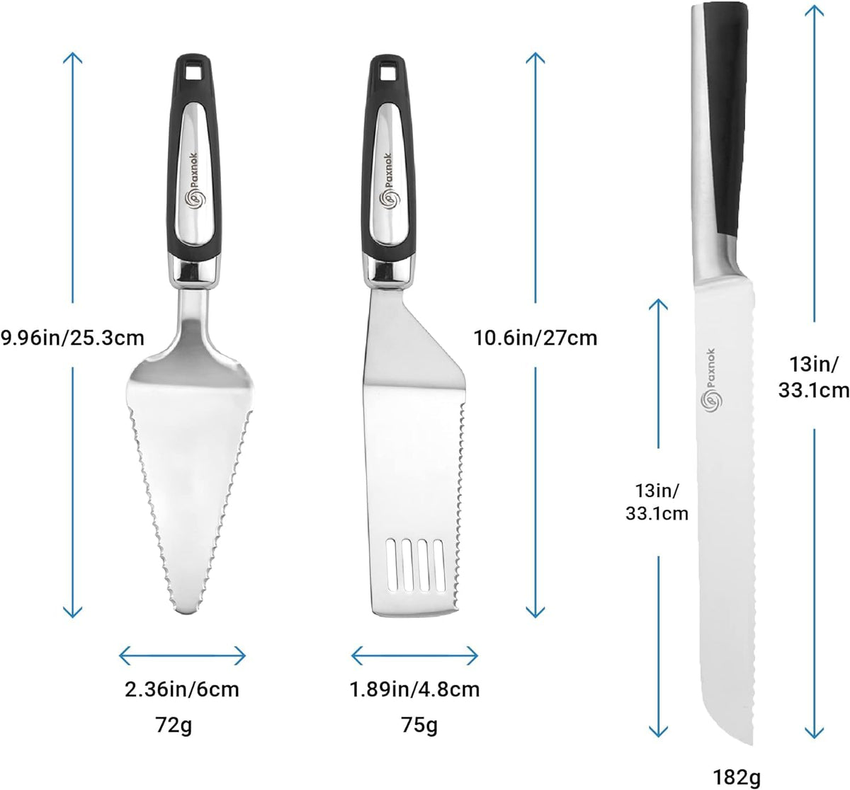 PAXNOK Pie Server and Cake Cutter Set, Stainless Steel, Black 13 Inch