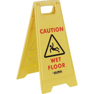 Floor Sign 2 Sided - Caution Wet Floor by Global Industrial – 25"L x 12"W x 1"H, Plastic, Yellow, Model 338*****##*