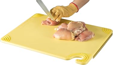 San Jamar Saf-T-Grip Cutting Board with Molded-in Ruler, Plastic Chopping Board for Kitchen, 15" x 20" x 0.5", 6 Count, Yellow