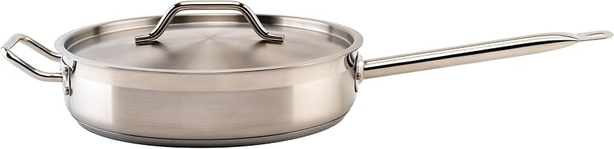 Winco 5 qt Stainless Steel Saute Pan with Cover