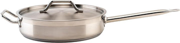 Winco 5 qt Stainless Steel Saute Pan with Cover