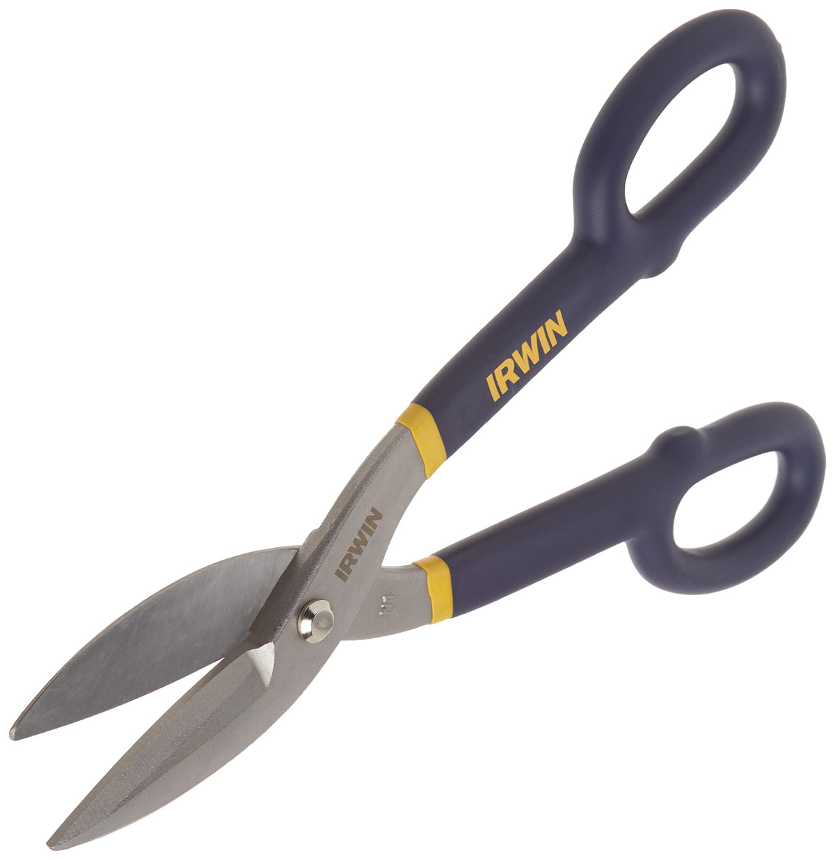 12-3/4 in. Flat Tin Snips by IRWIN – One Size, Steel, Plastisol, Blue, Model 22012