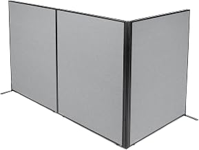 Global Industrial 48-1/4"W x 60" H Freestanding 3-Panel Corner Room Divider, Gray