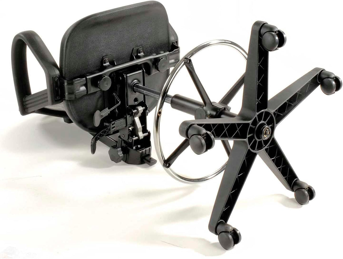 5-Way Adjustable Ergonomic Stool with Loop Armrests Black by Global Industrial – 18.5"W x 18"D x 13"H, Polyurethane, Black, Model A203TMX+19C2ARM
