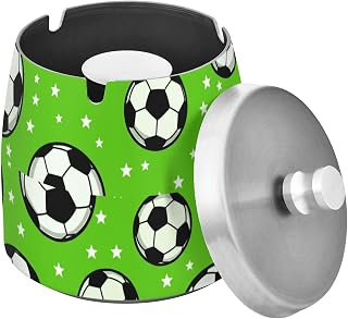 Football Soccer Ball Splash Ashtray with Lid, Outdoor Ashtrays for Patio