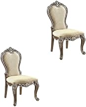 Furnifact Upholstered Wood Side Chair with Transitional Style, Set of 2 Dining Chairs for Kitchen or Living Room, Antique Oak