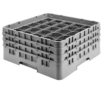 151 6-7/8-Inch Camrack Polypropylene Stemware and Tumbler Glass Rack with 25 Compartments by Cambro – 25-Compartment, Plastic, Soft Gray, Model 25S638