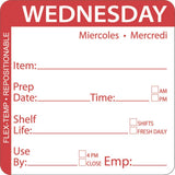 Wednesday Labels Red Flex-Temp Repositional Day of The Week Labels Wednesday - 2" Square by HUBERT – 2 inch, Paper, White, Pack of 500, Model 59250