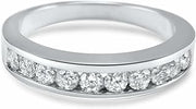 2ct Round Cut Moissanite Channel Set Half Eternity Wedding Band White Gold Plated