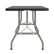 6 ft Plastic Bi-Fold Folding Table by Flash Furniture – 30"W x 72"L, Plastic, Metal, Plastic: Polyethylene, Black, Model RB-3072FH-BK-GG