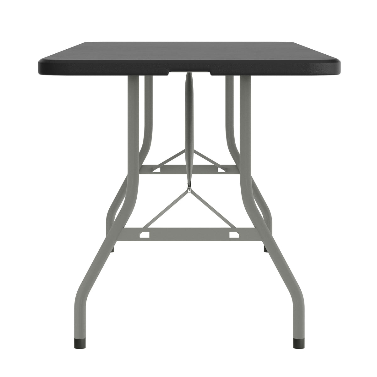 6 ft Plastic Bi-Fold Folding Table by Flash Furniture – 30"W x 72"L, Plastic, Metal, Plastic: Polyethylene, Black, Model RB-3072FH-BK-GG