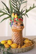 Kalalou Tropical Cheetah Vase, 6.5-inches Length, Ceramic