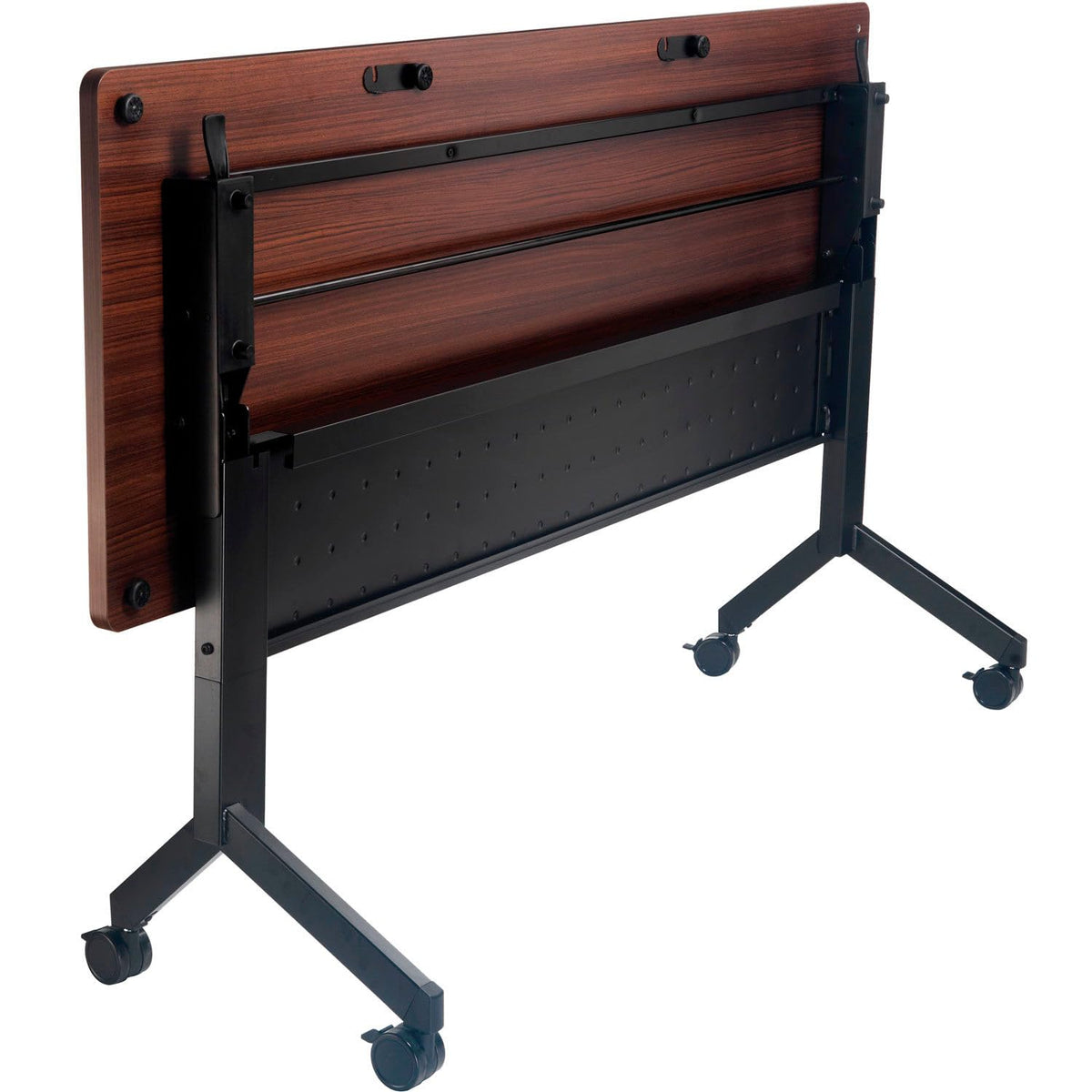 Interion Mobile Flip-Top Training Table with Modesty by Global Industrial – Engineered Wood, Walnut, Model 695125WN