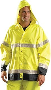 OccuNomix LUX-TJRGT-Y3X Premium Breathable Waterproof Rain Jacket with Reflexite Prismatic Gloss Tape, Class 3, Yellow, 3X-Large