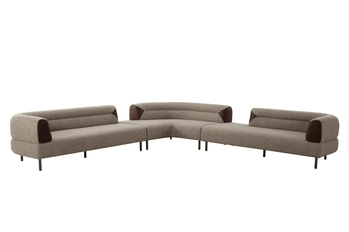 Plume - Modern Brown Fabric Sectional Sofa by Limari Home – Fabric, Brown, Model LIM-83146