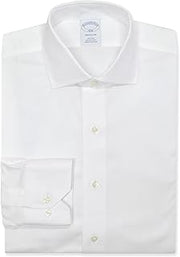 Brooks Brothers Mens Regular Fit Luxury Cotton Spread Collar Button Down Shirt, (17" Neck, 36/37" Sleeves, 200100 White)