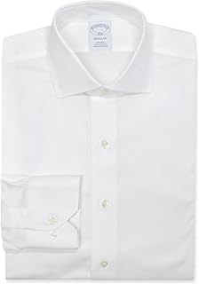 Brooks Brothers Mens Regular Fit Luxury Cotton Spread Collar Button Down Shirt, (17" Neck, 36/37" Sleeves, 200100 White)